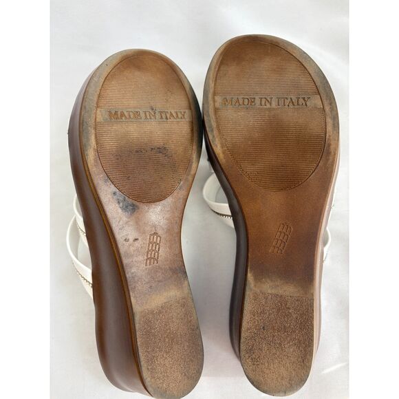 Apri by Italian Shoemakers White Bedazzled Wedge Mule Sandals sz 9 Y2K Platforms - Picture 6 of 7